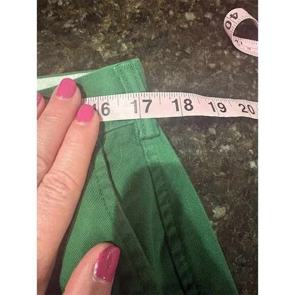 Lands’ End Chino Shorts Men's Size 35 Green Flat Front Casual Golf - Picture 7 of 10